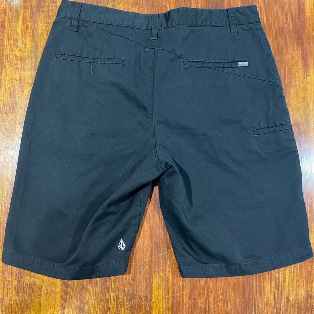 Volcom Black Flat Front Shorts Minimalist Design